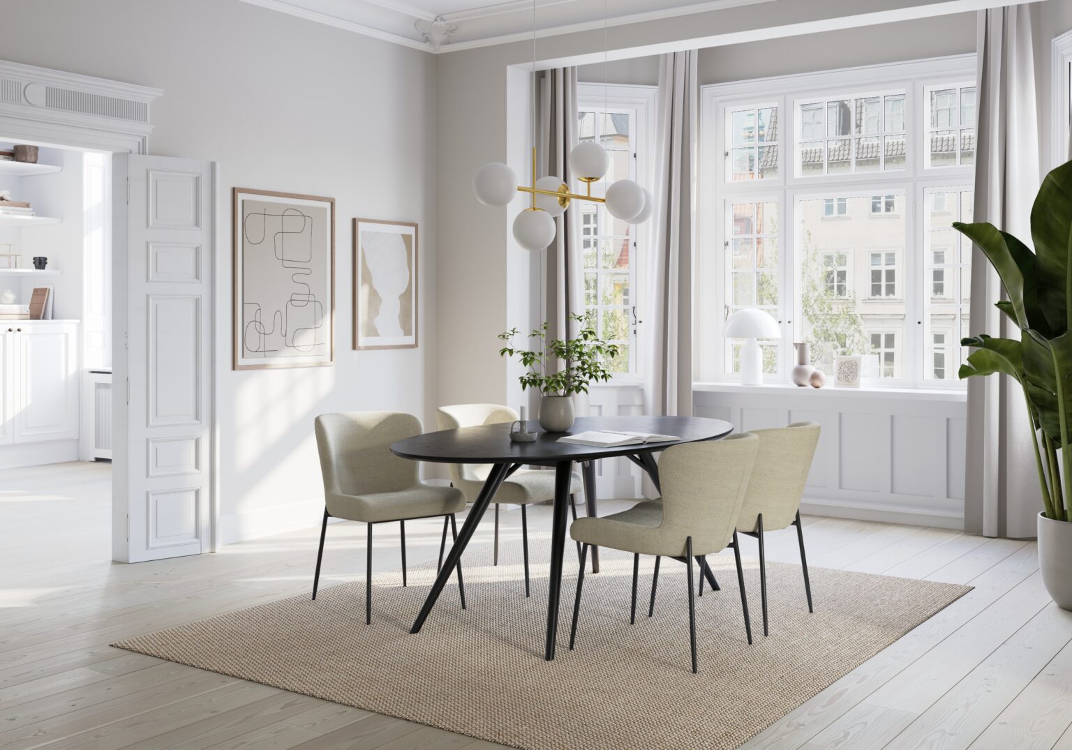 glam-chair-simply-beige-boucle-fabric-w-black-legs-100206106_eclipse-table-black-stained-ash-w-black-metal-legs